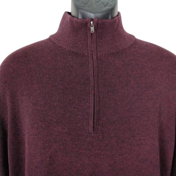 Goodfellow & Co Burgundy Mens 1/4-Zip Sweater Ribbed Cuffs & Hem Size L Casual - Picture 3 of 6